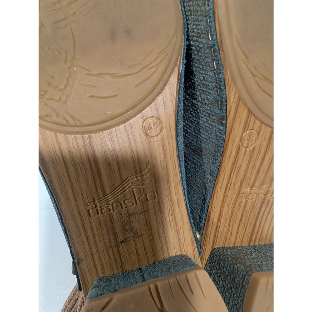 Dansko Maci Sandal Clog Size 41 Green Textured Heeled‎